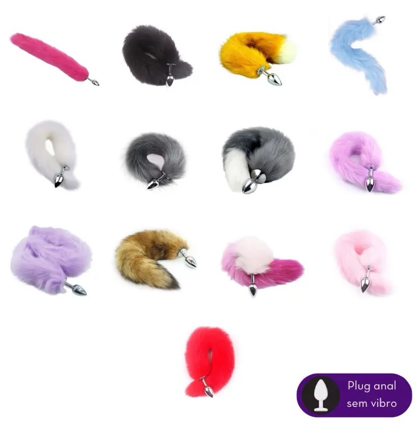 Plug Anal P metal com rabo raposa